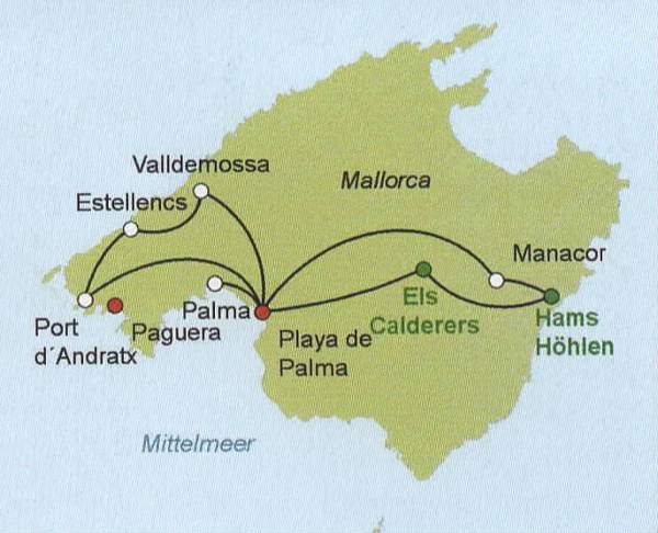 Karte von Mallorca;