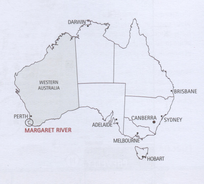 Karte Australien mit der Region Margaret River